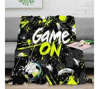3D Printed Soccer Game On Nap Blanket Microfiber Ultra Soft Warm Bedding Dynamic Sports Graphic Bedding Throw Anti Static Fade Resistant for Students Gamers Movie Nights Teens 40x50inch(100x130cm)