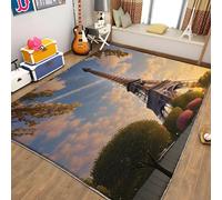 3D Printed Soft Bedroom Carpet Paris Eiffel Tower View 90 X 150 Cm - Low Pile Carpet Non-Slip Area Rug - Home Decoration Door Mat - Washable - Anti-Stain, Non-Shedding, Nmentally Friend /9891022704093