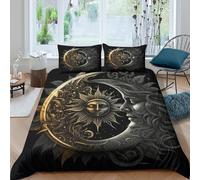 3D Printed Soft Microfibre SunMoonSymbol Duvet Cover Sets All Season Bedding Set with Pillowcases MythicalArtStyle Bedding Quilt Cover Easy Care Machine Washable for Home Decor Super king（260x220cm）