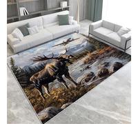 3D Printed Soft Playroom Rug Animal Elk 100 X 200 Cm - Low Pile Non-Slip Area Rug - Home Decor Door Mat - Stain Resistant - Low Pile, Non-Shedding - Polyester - Easy Care /8065963358547