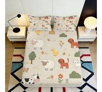 3D Printed soft touch Farm Animals Fitted Sheet, Microfiber, wrinkle resistant, Bed Sheet for apartment bedding, playful decor, 120x200cm 90x200x25cm