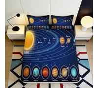 3D Printed Solar System Fitted Sheet Microfiber Soft Planetary Orbit Mattress Cover Bedroom Dorm Decor 90x200x25cm