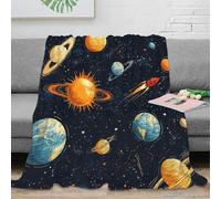 3D Printed Space planets Fluffy Blanket Microfiber Ultra Soft Warm Bedding Cartoon space illustration Throw Blanket Thoughtful Gift for Friends Colleagues Loved Ones 40x50inch(100x130cm)