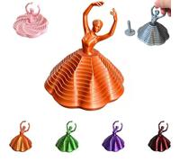 3D Printed Spinning Ballerina Fidget Toy Ornament, Ballet Fidget Spinner, Color-Changing Expanded Sensory Ballet Fidgets, Honeycomb Whirling Spiral Design Sensory Toys (Orange)