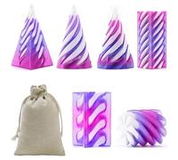 3D Printed Spiral Fidget Cone, 6PCS 3D Printed Impossible Cone Set with 1PC Cotton Muslin Bag for Storage, Mini Stress Relief Decoration for Adult Gift & Home Use (Purple)