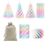 3D Printed Spiral Fidget Cone, 6PCS 3D Printed Impossible Cone Set with 1PC Cotton Muslin Bag for Storage, Mini Stress Relief Decoration for Adult Gift & Home Use (Rainbow)