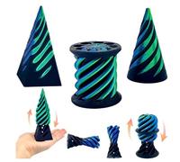 3D Printed Spiral Fidget Toys Impossible Pyramid Passthrough Sculpture Mini Cones Pass Through Pyramid Fidget Toy (Green Black)