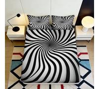 3D Printed Spiral Pattern Fitted Sheet Microfiber Deep Pocket Non-Slip Spiral Mattress Fitted Cover Elastic Hem Bedroom Bedding 120x200x25cm