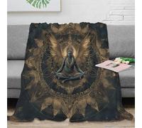 3D Printed spiritual meditation Fluffy Blanket Microfiber Soft Cosy Bedding Warm Indian sacred art Throw Blanket Anti Static Wrinkle Resistant for Couples Families Guests 80×90inch(200x230cm)