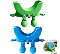 3D Printed Sponge Holder, Cute Hanging Sponge Holder with Drainage, Funny Kitchen Sink Sponge Stand for Dry Storage, Sponge Storage Organizer Countertop for Kitchen, Cute Smiley Design(Blue, Green)