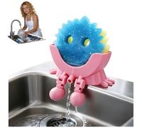 3D Printed Sponge Holder for Kitchen Sink, 3D Printed Sponge Holder For Scrub Daddy & Scrub Mommy, Funny Cute Smiley Sponge Storage Stand, Kitchen Countertop Organiser (pink)