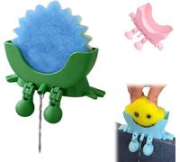 3D Printed Sponge Holder for Scrub Daddy, Cute Hanging Sponge Holder with Drainage, Keeps Your Sponge Dry & Smiling, Sponges Storage Organizer, Funny Sponges Stand for Kitchen Sink (Green)