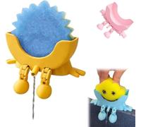 3D Printed Sponge Holder for Scrub Daddy, Cute Hanging Sponge Holder with Drainage, Keeps Your Sponge Dry & Smiling, Sponges Storage Organizer, Funny Sponges Stand for Kitchen Sink (Yellow)