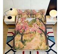 3D Printed Spring Blossom Fitted Sheet Microfiber Peach Orchard Bed Cover for Bedroom Decor Mattress Protection 90x200x25cm