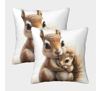 3D Printed Squirrel Case Cushion Cover Decorative Pillowcases Pack of 2 Pillowcases Square Romantic Square Cushion Pillowcases 40x40cm