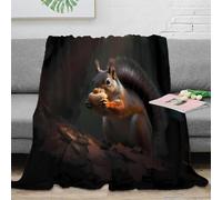 3D Printed Squirrel eating nut Home Blanket Microfiber Ultra Soft Warm Bedding Nature wildlife scene Fluffy Blanket Anti Static for Teens Students Renters Apartment Dwellers 40x50inch(100x130cm)