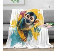 3D Printed Squirrel monkey Warm Blanket Microfiber Warm Thermal Bedding Soft Watercolor animal art Travel Blanket Premium Gift for Holiday Celebrations Birthday Anniversary 70×80inch(180x200cm)