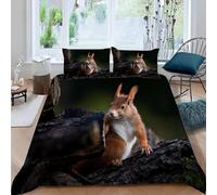 3D Printed Squirrel Single Bed Duvet Cover Set For Kids Teens Cute Animals Bedding Set The Ultra-Soft 3 Pieces includes 1 Quilt Covers 135x200 and 2 Pillowcases K.212