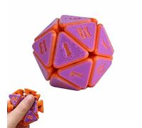 3D Printed Squishy D20 Fidget - Stress Relief Cube for Anxiety & Focus, Satisfying Clicking Sensory Toy for Adults, Perfect for Desk Fidgeting, Gift Idea (Laser Orange/Purple, 1pcs)