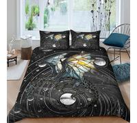 3D Printed stained glass dragon Bed Cover Brushed Microfiber space fantasy art Duvet Cover Easy Care Machine Washable Stain Resistant Hypoallergenic for All Season Bedding Double（200x200cm）