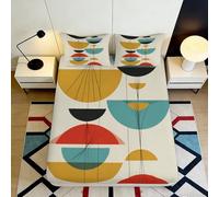 3D Printed Stained Glass Fitted Sheet Microfiber Deep Pocket Non-Slip Stained Glass Mattress Fitted Cover Washable Bedding Small Double（140x200cm）