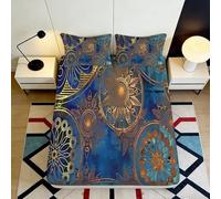 3D Printed Star Moon Fitted Sheet Microfiber Deep Pocket Non-Slip for Adults Bedroom Bedding Set Starry Mattress Fitted Cover Full Wrap Washable Single（90x190cm）