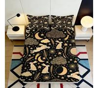 3D Printed Star Moon Pattern Fitted Sheet Microfiber Deep Pocket Non-Slip Bedding Fairy Bunny Mattress Fitted Cover Washable Full Wrap 200x200x25cm
