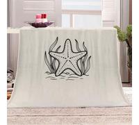 3D Printed Starfish And Waterweed Flannel Fleece Blanket （270GSM） Clean Line Style Super Cozy 270x230 cm King Size Fade Resistant Home Decor Gift - Machine Washable