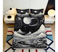 3D Printed Starry Night Mountain Fitted Sheet Microfiber Deep Pocket Non-Slip Star Mattress Fitted Cover Bedroom 140x200x25cm