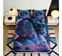 3D Printed Starry Poodle Fitted Sheet Microfiber Deep Pocket Non-Slip Star Dog Mattress Fitted Cover Bedroom Bedding Protection 180x200x25cm