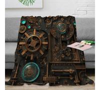 3D Printed Steampunk gears Thermal Blanket Microfiber Soft Cosy Bedding Warm Mechanical fantasy art Home Blanket Compact Portable for Students Campers Travellers Young Adults 50x60inch(127x152cm)
