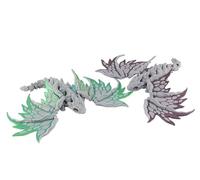3D Printed Stone Dragon 2 Pack - Articulated Moveable Wings, Stone Texture Dragons with Green Blue and Black Red Wings, Flexible Fidget Desk Figurines for Adults, Collectible Fantasy Décor