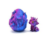 3d Printed Stuff Articulated Animals Fire Dragon with Egg for Surprise Fantasy Gifts Executive Desk Toys-Red Blue||8cm/3.1in