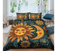 3D Printed Sun Moon Bedding Cover, Microfiber Duvet Cover Hidden Zipper