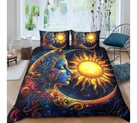 3D Printed Sun Moon Duvet Cover, Microfiber Comforter Cover Hidden Zipper