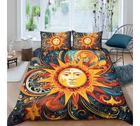 3D Printed Sun Moon Quilt Cover, Microfiber Duvet Cover Hidden Zipper Home