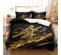 3D Printed Sun WuKong Bedding Set King(220x240cm), The Monkey King Quilt Cover with Zipper Closure, Luxe Duvet Cover with Pillowcase for Childs & Adults