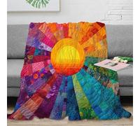 3D Printed Sunburst quilt Home Blanket Microfiber Warm Soft Bedding Cosy Colorful patchwork 1 Bedding Blanket Compact Portable for Campers Travellers Students Young Adults 70×80inch(180x200cm)