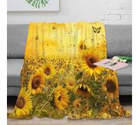 3D Printed Sunflower field Sofa Throw Microfiber Warm Cosy Bedding Soft Nature landscape art Couch Blanket Machine Washable No Shedding for Students Teens Gamers Movie Nights 40x50inch(100x130cm)
