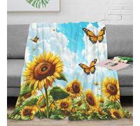 3D Printed Sunflower field Throw Blanket Microfiber Soft Warm Bedding Breathable Nature illustration Warm Blanket Lightweight All Season for Dorm Dwellers University Students 60x80inch(150x200cm)