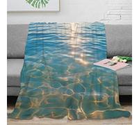 3D Printed SunlightOnWater Couch Blanket Microfiber Warm Soft Bedding Lightweight OceanSurfaceGlow Cozy Throw Blanket Wrinkle Resistant Non Pilling for Homeowners Renters Adults 80×90inch(200x230cm)