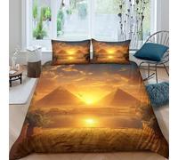 3D Printed Sunset Pyramid Duvet Cover, Microfiber Bedding Cover Hidden