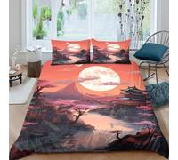3D Printed sunsetscape Duvet Cover Polyester oriental fantasy art Quilt Cover Stain Resistant Easy Care for Uni Student Shared Apartment Bedroom Daily Use Double（200x200cm）