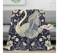 3D Printed Swan Art Deco Bed Blanket Microfiber Ultra Warm Thermal Bedding Soft Floral Pattern Design Cosy Throw Machine Washable No Shedding for Men Women Kids Households 60x80inch(150x200cm)