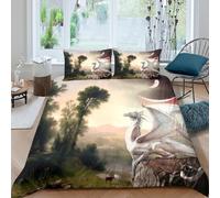 3D Printed Swan Landscape Duvet Cover, Microfiber Comforter Cover Hidden