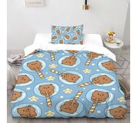 3D Printed Sweet Bear Cub Fantasy Quilt Cover Cute Animal Bedding Set 2Pcs Soft Microfiber with Pillowcases,Hidden Zipper for Teens And Adults Single（135x200cm） Room Decor