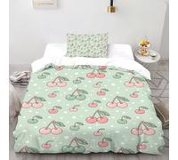 3D Printed Sweet Cherry Harvest Duvet Cover Plant Fruit Bedding Set 2Pcs Soft Microfiber with Pillowcases,Hidden Zipper for Boys And Girls Single（135x200cm） Room Decor