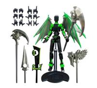 3D Printed T13 Fully Assembled Action Figure Articulated Gothic Collectible Model with Display Base Dark Fantasy Desk Decor Statue, Adjustable Action Model for Collectors Hobby Display (Green)