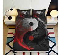 3D Printed Tai Chi Fitted Sheet Microfiber Deep Pocket Non-Slip Bedroom Bedding Tai Chi Mattress Fitted Cover for Adults 160x200x25cm