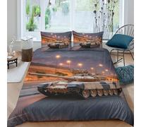 3D Printed Tank Quilt Cover, Microfiber Duvet Cover Hidden Zipper for Home